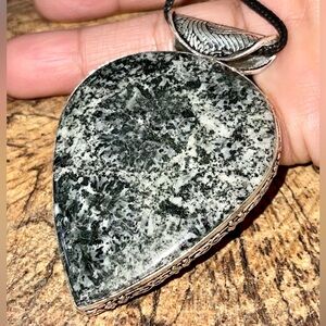 Large Dark Dendritic Agate Pendant 2 7/8”